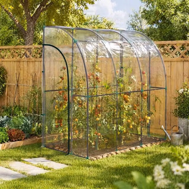 STILVORA Walk-In Greenhouse with Zipped Door in Transparent Plastic, W/D/H: 212 x 118 x 118 cm
