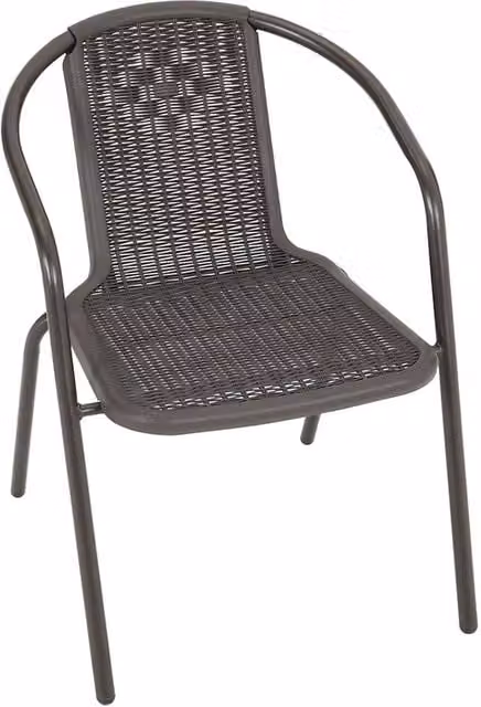 Garden Sanctuary Set of 4 Brown Rustic PE Rattan and Metal Stacking Garden Chairs – 1