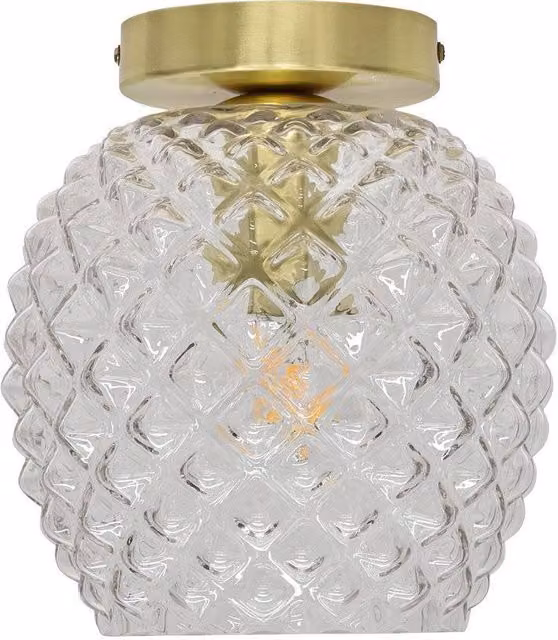 First Choice Lighting Baine Round Ceiling Light Fitting with Transparent Glass and Gold/Brass Finish – 1
