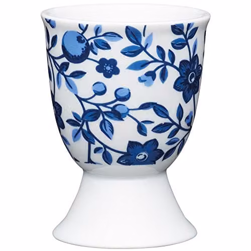 Kitchen Craft Floral Design Porcelain Egg Cup, Blue, W: 9 cm, D: 12 cm, H: 16 cm