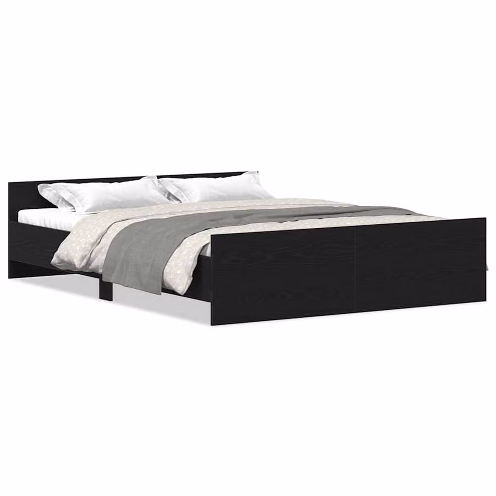 Berkfield Home Black Oak Bed Frame in Engineered Wood, W/D/H: 150 x 200 cm – 2