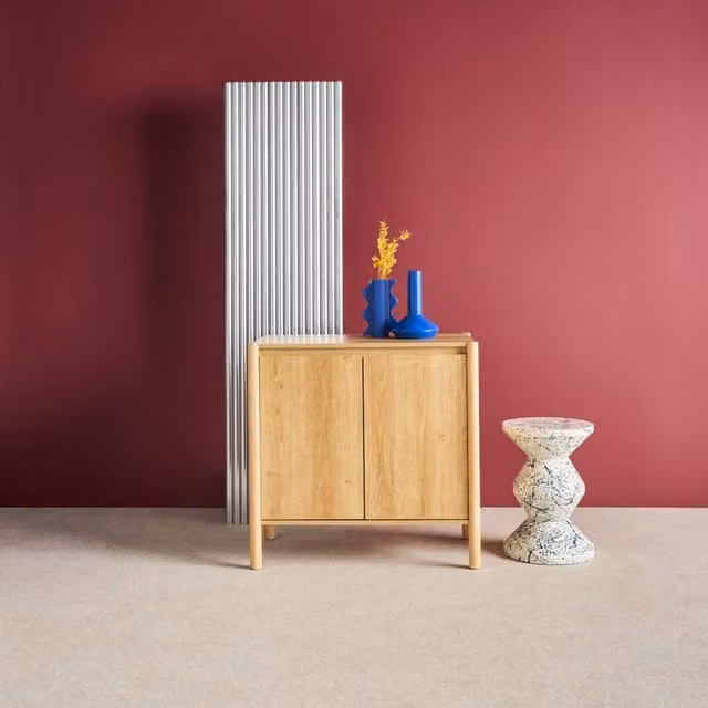 sweeek Modern Wood Buffet with 2 Doors in Beige and Brown, W: 80 cm