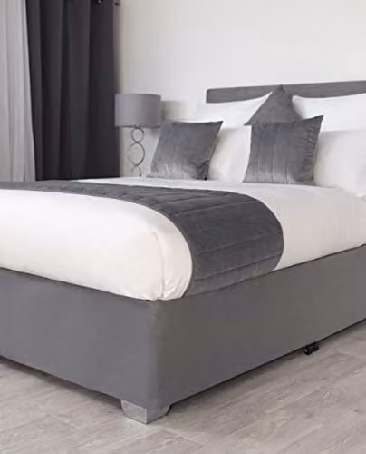 Belledorm Faux Suede Deep Fit Divan Bed Base Wrap Valance in Charcoal Grey, King Size – 1