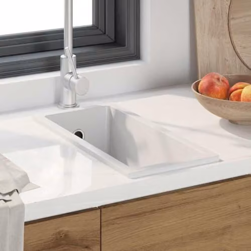 vidaXL White Granite Composite Rectangular Kitchen Sink, W/D/H: 44 x 21 x 14 cm – 2