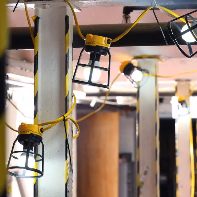 Stanley LED 240V Festoon Industrial Worklight String in Yellow and Black