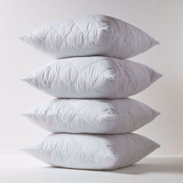 Homescapes Cotton Rich Quilted Pillow Protectors, Pack of 4, White, W/D/H: 80 x 80 x 80 cm