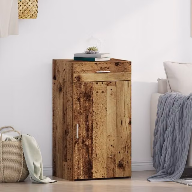 Berkfield Home Rustic Old Wood Sideboard in Brown, W/D/H: 93 x 30 x 42.5 cm