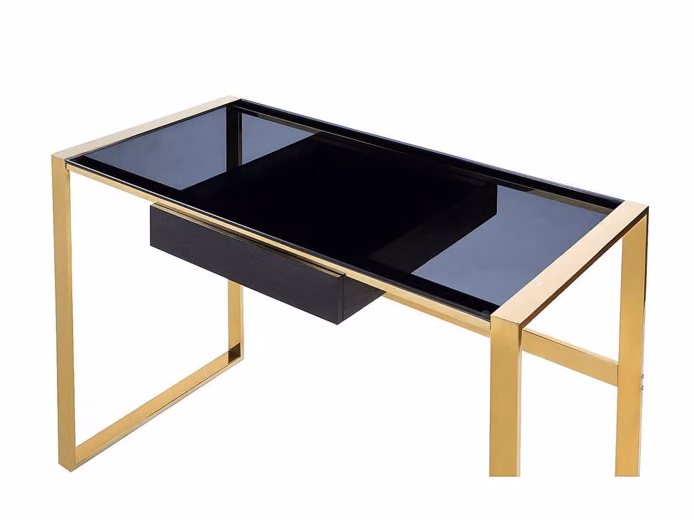 SALI Art Deco Writing Desk with Single Drawer, Black and Gold, W/D/H: 120 x 60 x 76 cm – 3