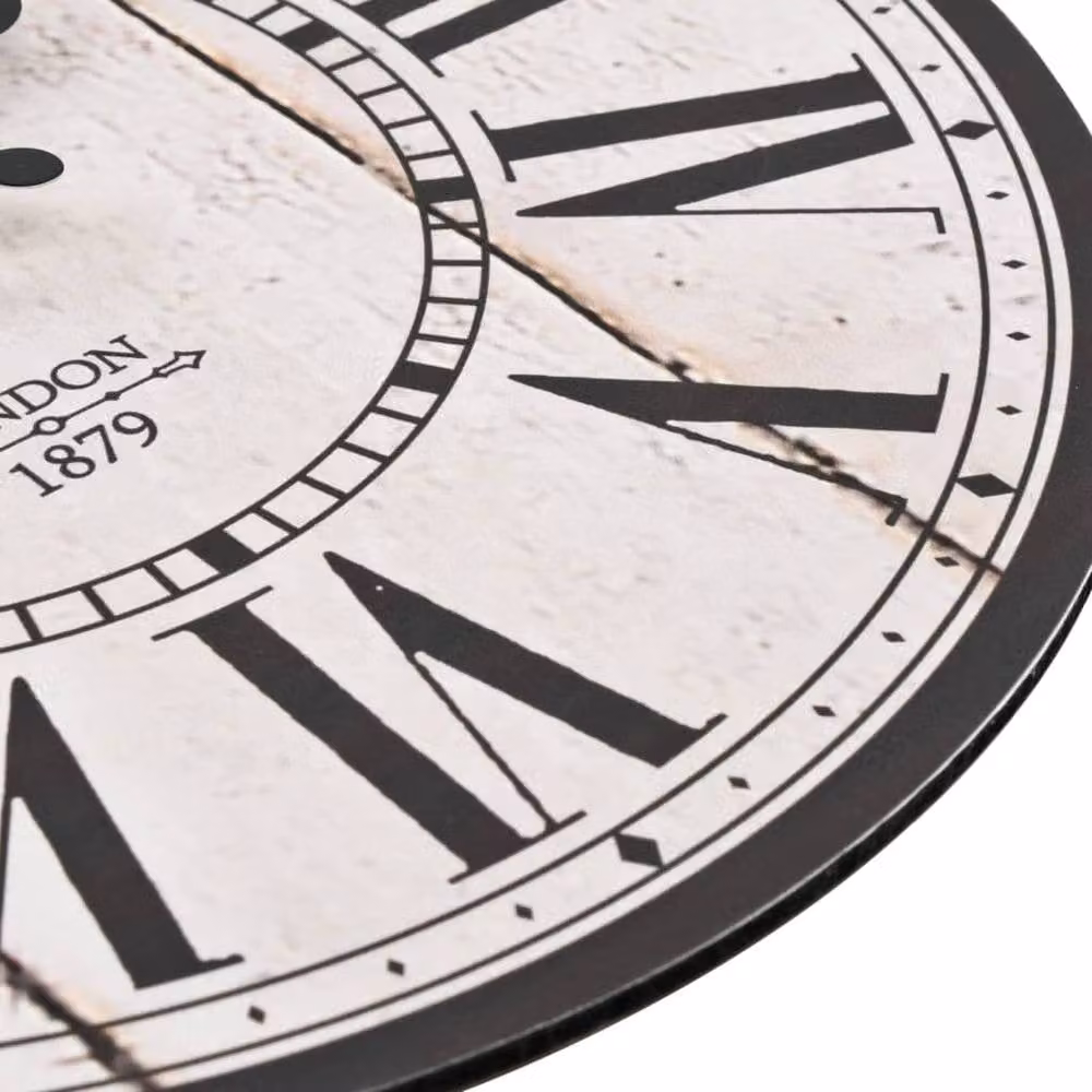 Berkfield Home Vintage Round Quartz Wall Clock in White and Black, Diameter: 30 cm – 4