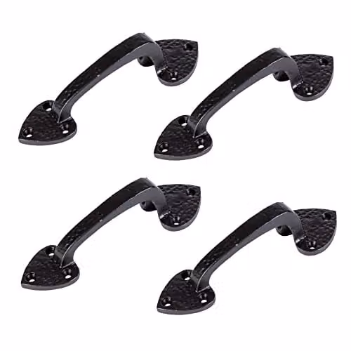 Hammer and Tongs Rustic Arrowhead Iron Door Handle, Matt Black, Pack of 4, H: 15.5 cm
