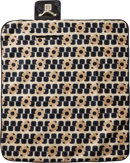 Regatta Orla Kiely Floral Printed Picnic Blanket in Black, White and Blue