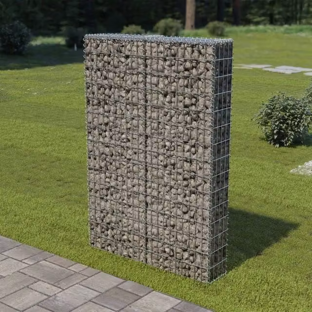 Berkfield Home Galvanised Steel Gabion Wall with Covers in Silver, W/D/H: 100 x 20 x 150 cm – 1