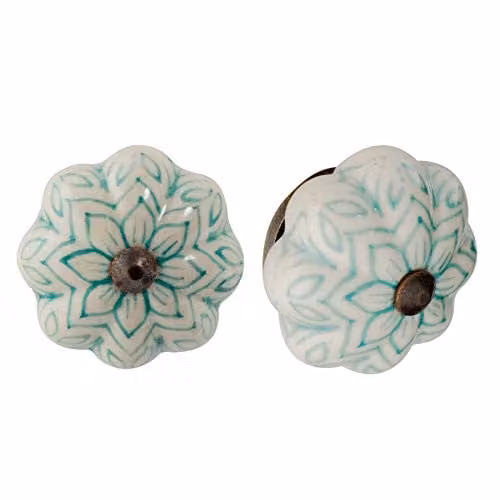 Nicola Spring Ceramic Cupboard Drawer Knobs, Green, Pack of 6 – 1