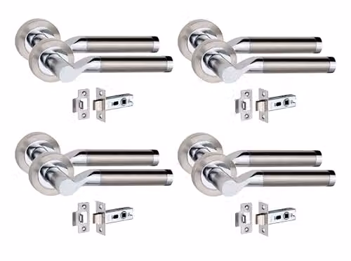 Golden Grace Titan Door Handles Duo Finish in Polished Chrome and Silver