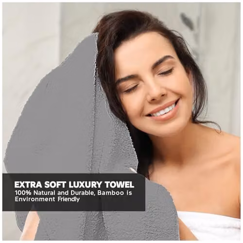 GC GAVENO CAVAILIA Bamboo and Cotton Hand Towels, 2 Pack, Silver, W: 50 cm x H: 80 cm – 4
