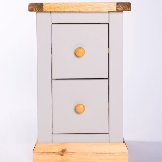 Cabinet Bits Bomporto 2 Drawer Petite Bedside Cabinet in Light Grey with Gold Details