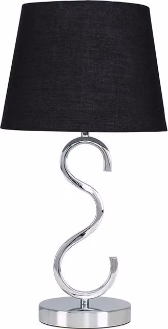 ValueLights Cabonna Modern Touch Table Lamp in Polished Chrome and Silver with Black Cone Shade, Height: 34.5 cm