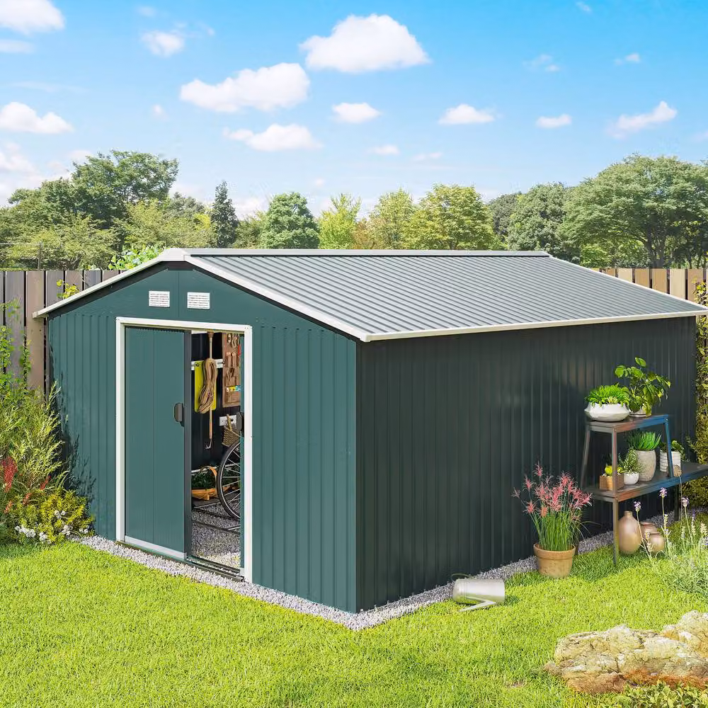 Rolipo Green Steel Storage Shed with Sliding Door – 3