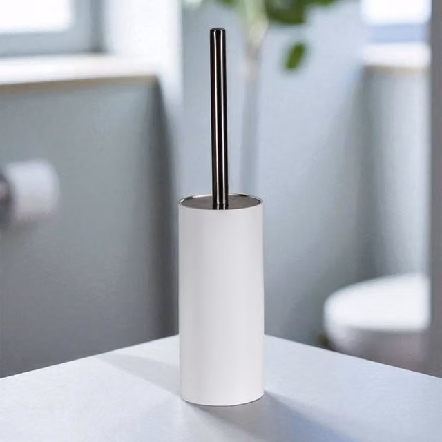 Showerdrape Alto White Freestanding Plastic Toilet Brush and Holder – 1