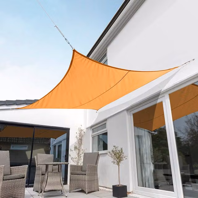 Kookaburra Square Waterproof Sun Shade Sail, Orange, W/D/H: 3 x 3 x 3 m, UPF 50