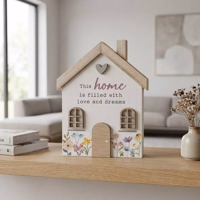 Garden Greatness Love & Dreams Floral Wood Home Plaque in White