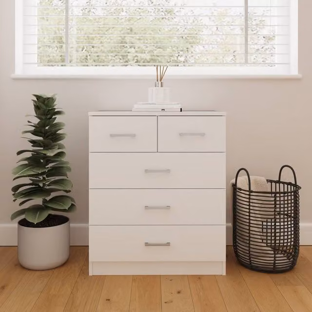 GFW Bailey 2+3 Drawer Chest in White – 1
