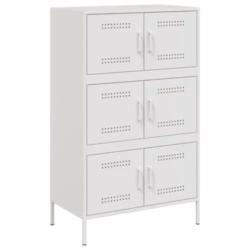 vidaXL Industrial Highboard in White Metal, W/D/H: 68 x 39 x 113 cm