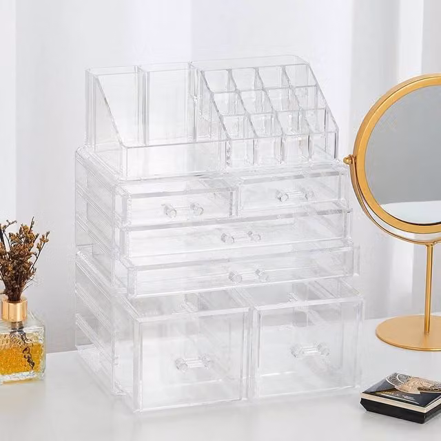 KORVIXA 6 Drawer Transparent Acrylic Makeup and Jewellery Storage Box, Width: 50 cm