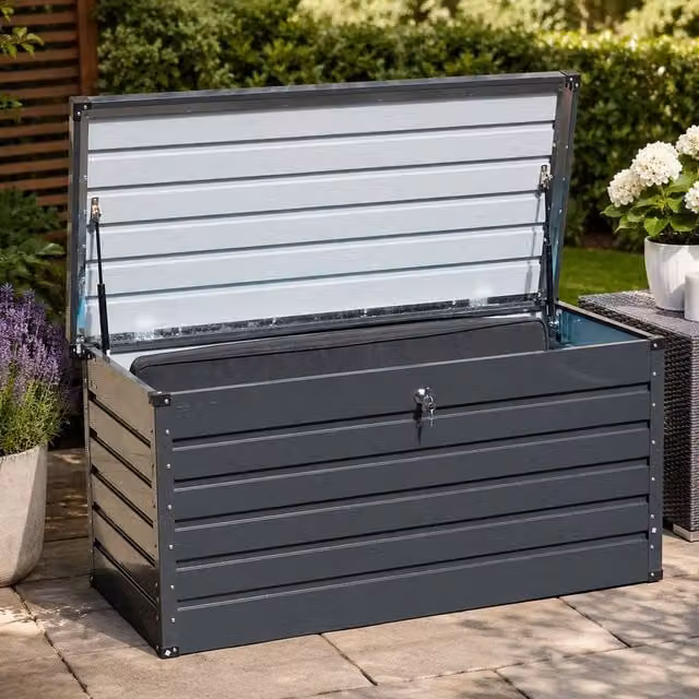 Gr8 Garden Anthracite Grey 420L Metal Garden Storage Box