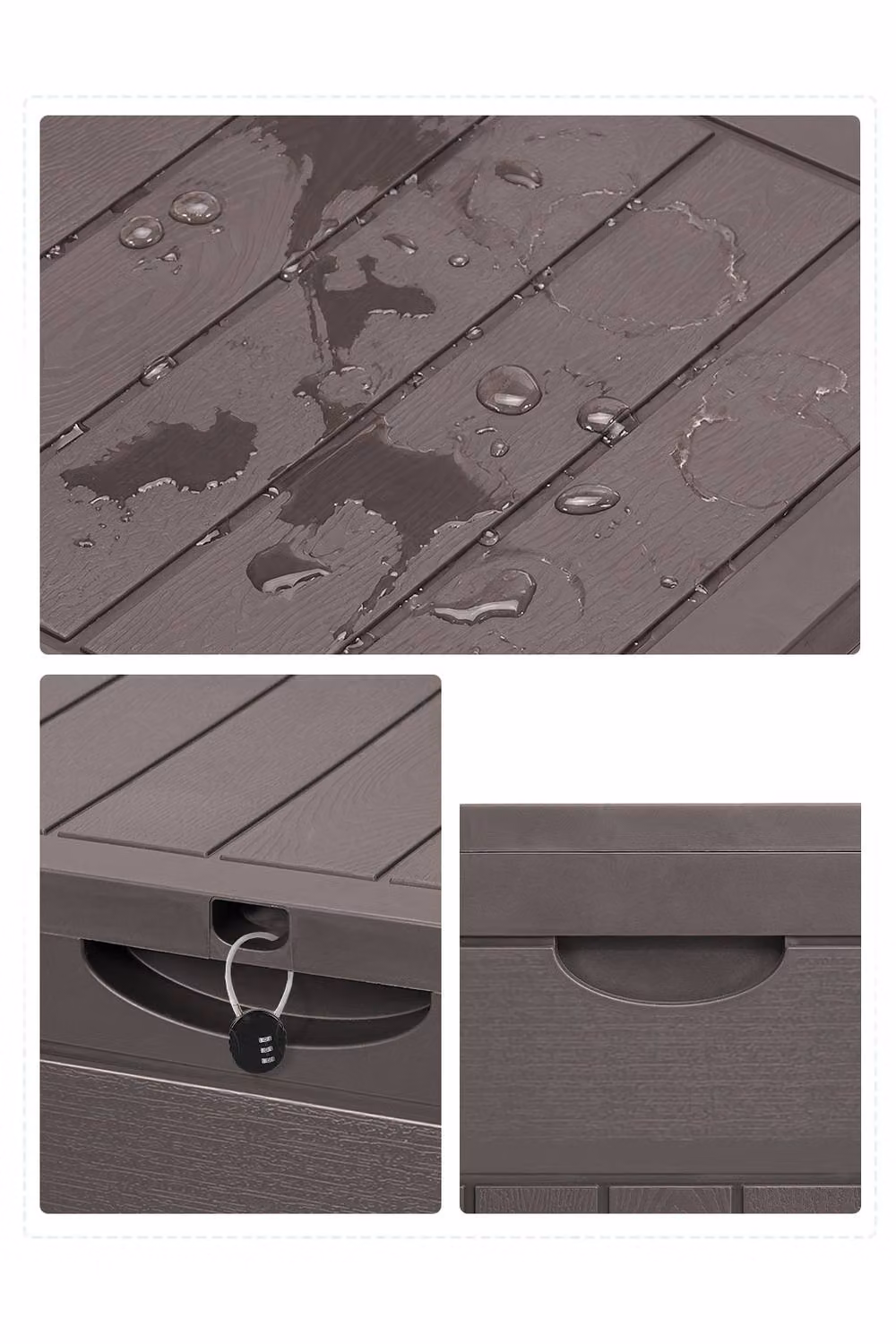 Garden Sanctuary 126L Brown Plastic Garden Storage Box with Combination Padlock – 3