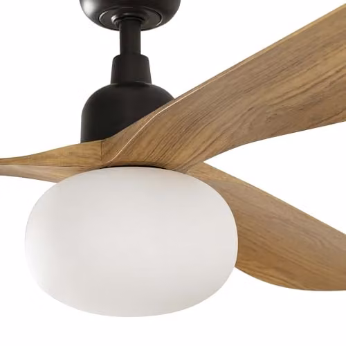 FARO Barcelona Large 3 Blade Ceiling Fan in Brown Wood with E27 Light IP44 – 3