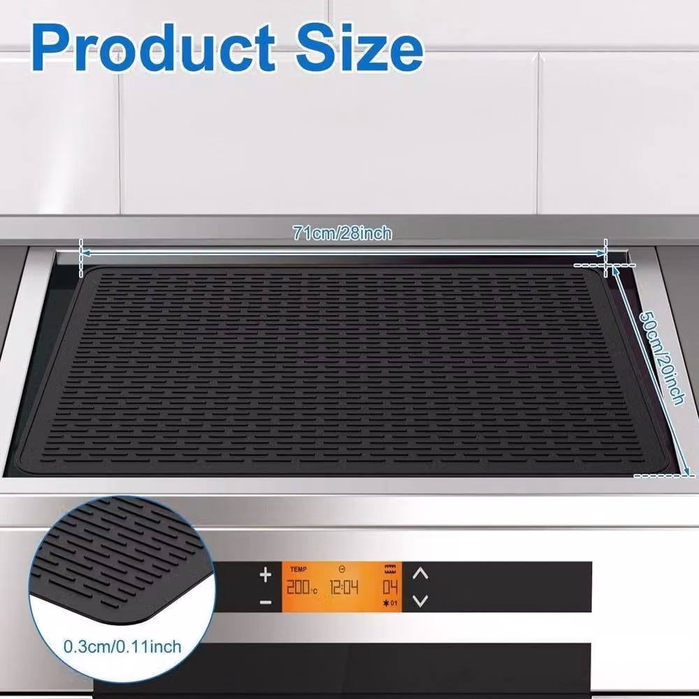 EONLION Black Silicone and Glass Electric Induction Hob Stove Cover Protector, Width: 100 cm – 2