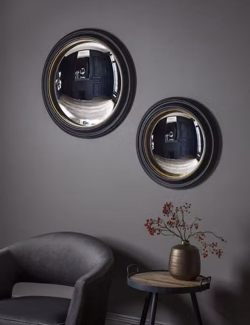 Gallery Direct Rockbourne Convex Round Wall Mirror in Black