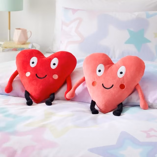 Catherine Lansfield Forever Together Sweet Hearts Pair of Pink and Red Plush Filled Cushions