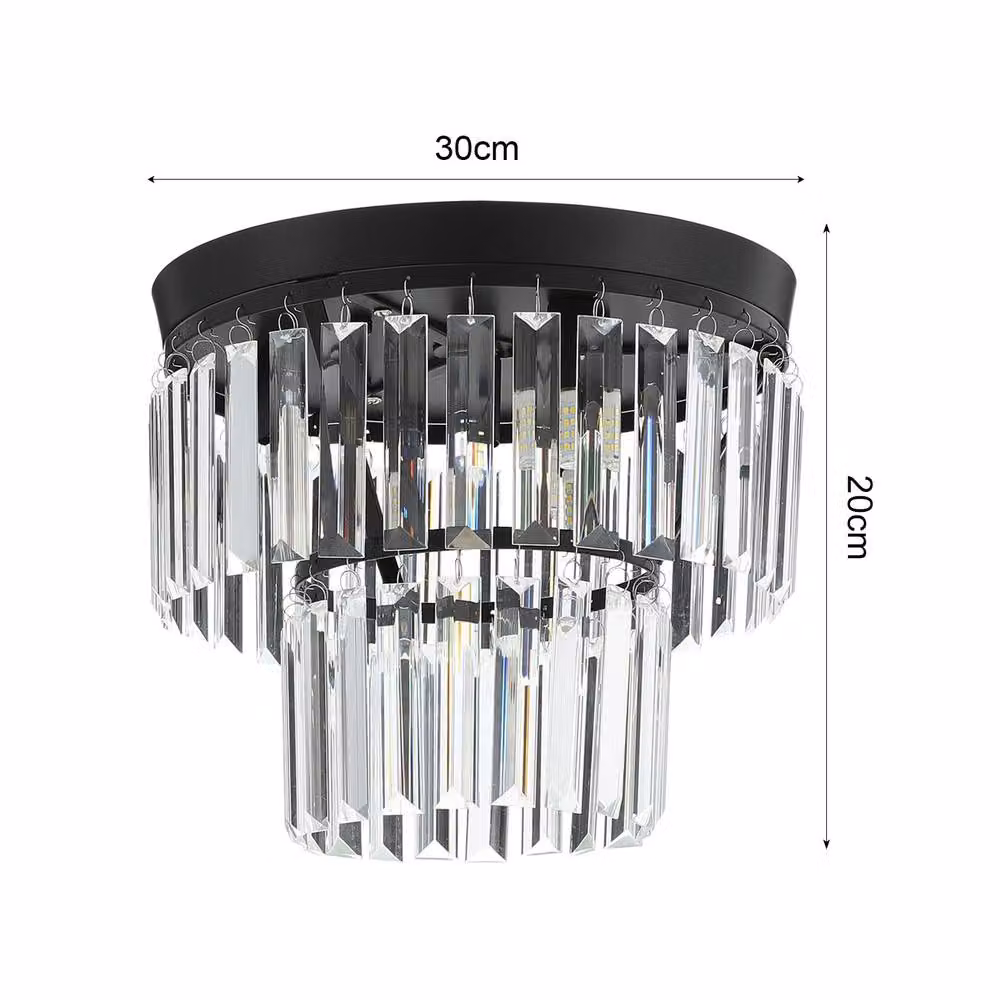 ExtraStar Modern Black Crystal Flush Mount Ceiling Light – 3