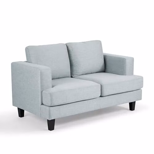 Home Detail Modern 2-Seater Upholstered Linen Sofa in Blue/Grey/Black, W/D/H: 139 x 78 x 84 cm