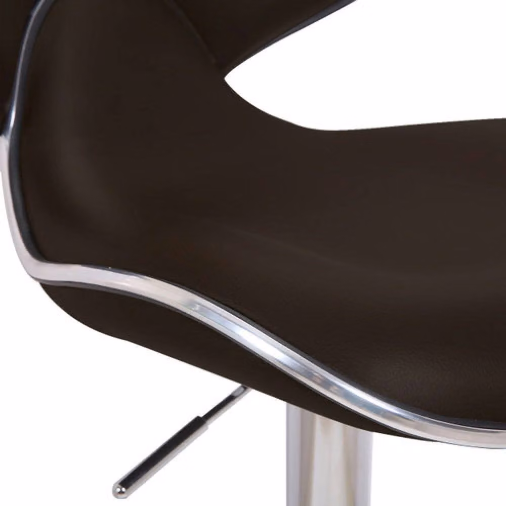 netfurniture Planet Brown Padded Synthetic Leather Kitchen Breakfast Bar Stool with Adjustable Height and Metal Frame – 2