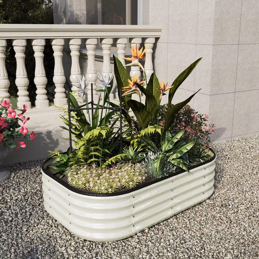 Living and Home White Galvanised Steel Outdoor Raised Garden Bed – 2