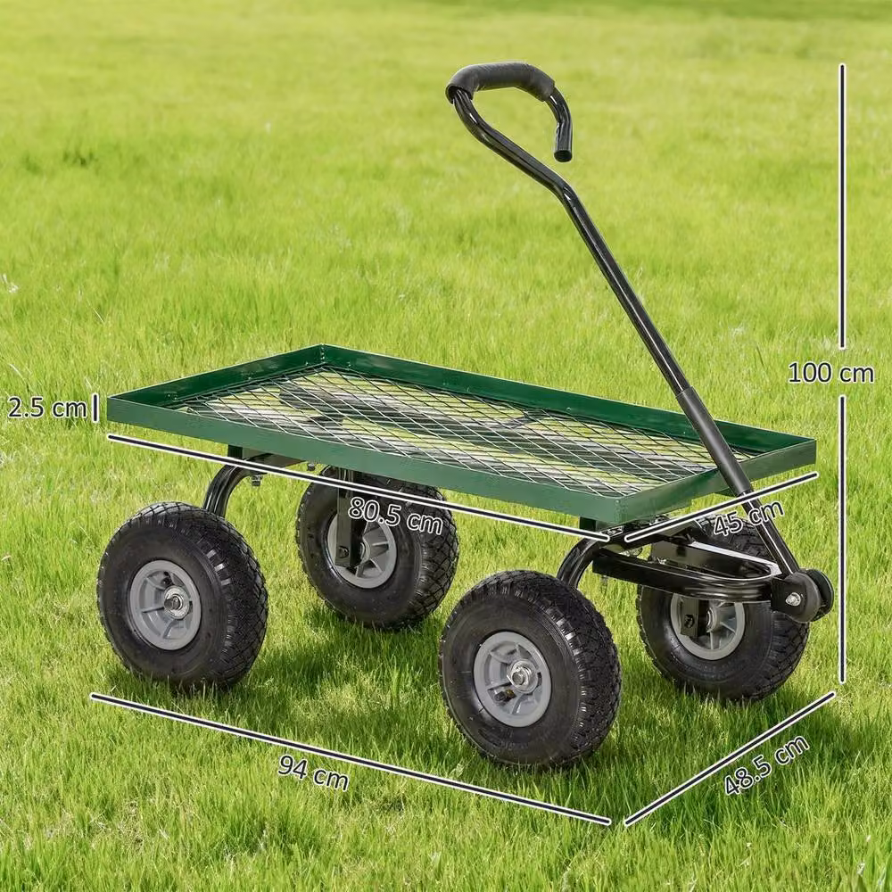 KORVIXA Green Garden Trolley Cart with 10 inch Pneumatic Rubber Wheels – 2
