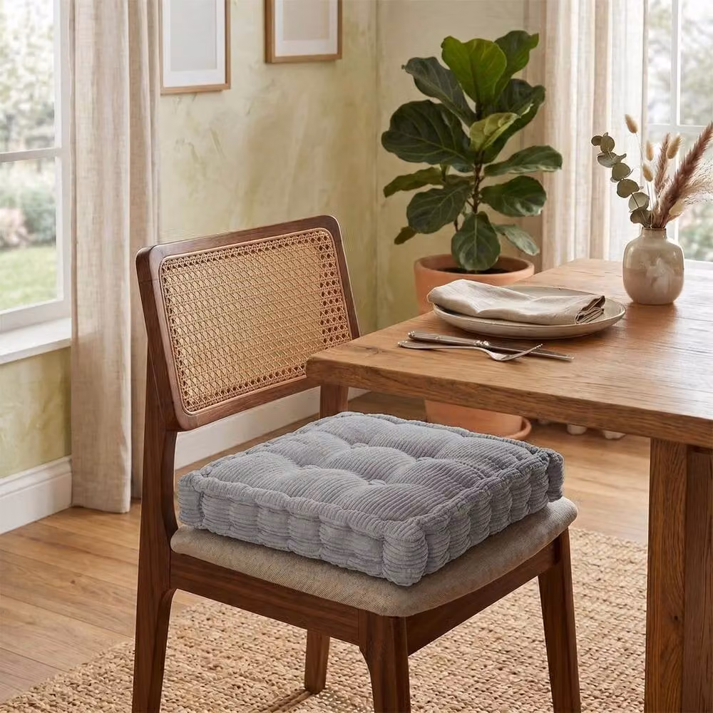 EONLION Grey Corduroy Square Dining Chair Seat Pads with Carry Handle, W/D: 120 x 90 cm – 3