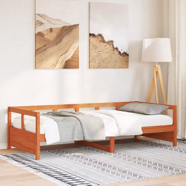 Berkfield Home Wax Brown Solid Wood Pine Daybed without Mattress W/D/H: 200 x 80 x 80 cm – 1