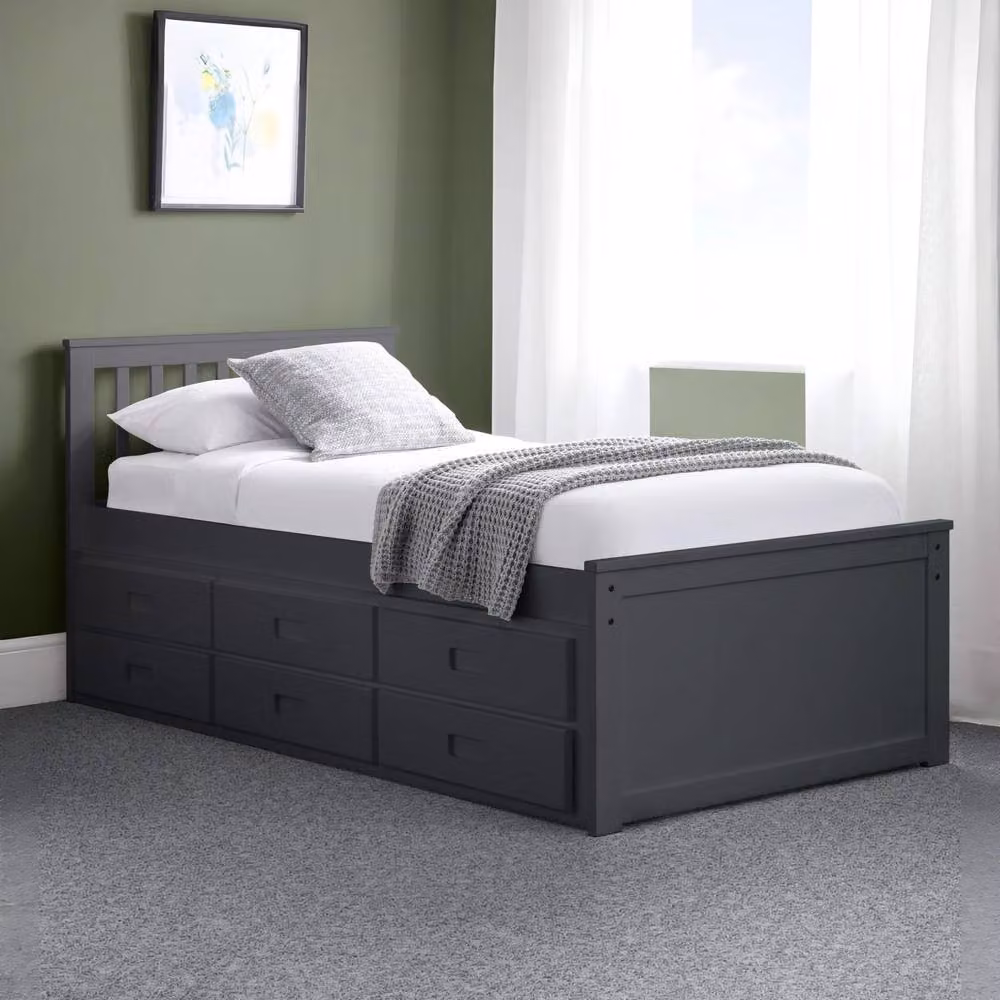 Cheshire Amethyst Single Bed with Underbed Drawers in Anthracite Grey, W/D/H: 90 x 200 cm – 3