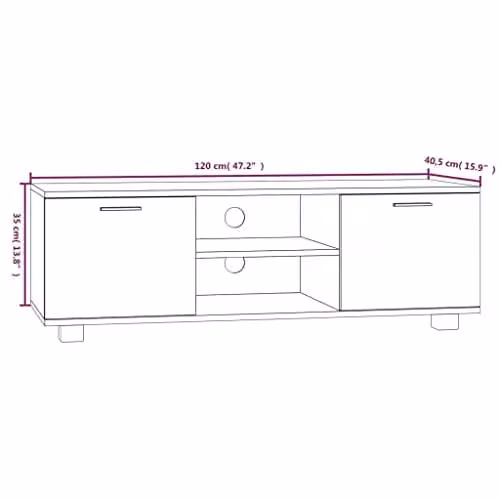 vidaXL Modern Black TV Cabinet with Media Compartments and Grommet, W/D/H: 120 x 40.5 x 35 cm – 3