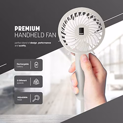 Keplin Portable Mini Handheld Fan 2 Pack, USB Rechargeable, White – 3