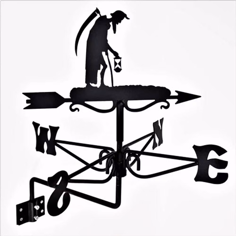 Buttercup Farm Mini Old Father Time Weathervane in Black Steel, W38 x D38 x H54 cm – 2