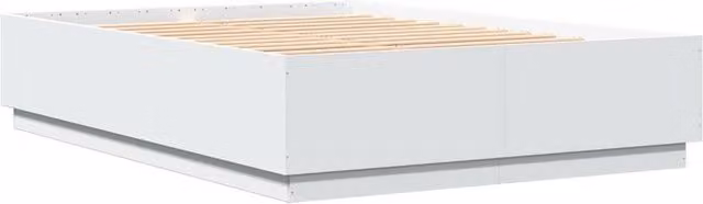 Berkfield Home Durable King Size Bed Frame with LED Under-Bed Lighting in White, W/D/H: 150 x 203 x 40 cm