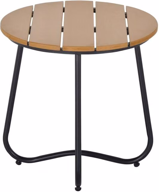 KORVIXA Round Outdoor Side Table in Brown with Adjustable Leg Pads