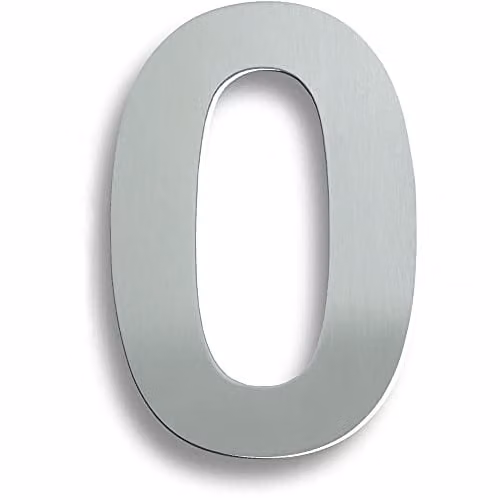 Loops Satin Stainless Steel Front Door Numeral 0 in Silver