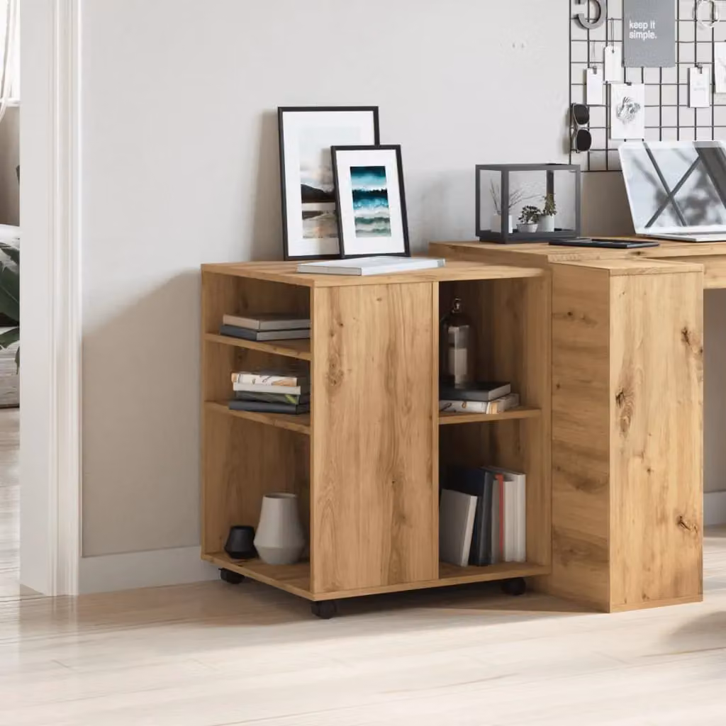 Berkfield Home Artisan Oak Rolling Cabinet in Brown, W/D/H: 60 x 53 x 72 cm – 3