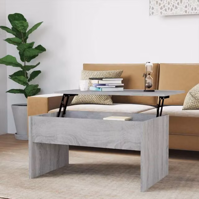 Berkfield Home Grey Sonoma Coffee Table with Lift Mechanism, W: 80 cm, D: 50.5 cm, H: 41.5 cm